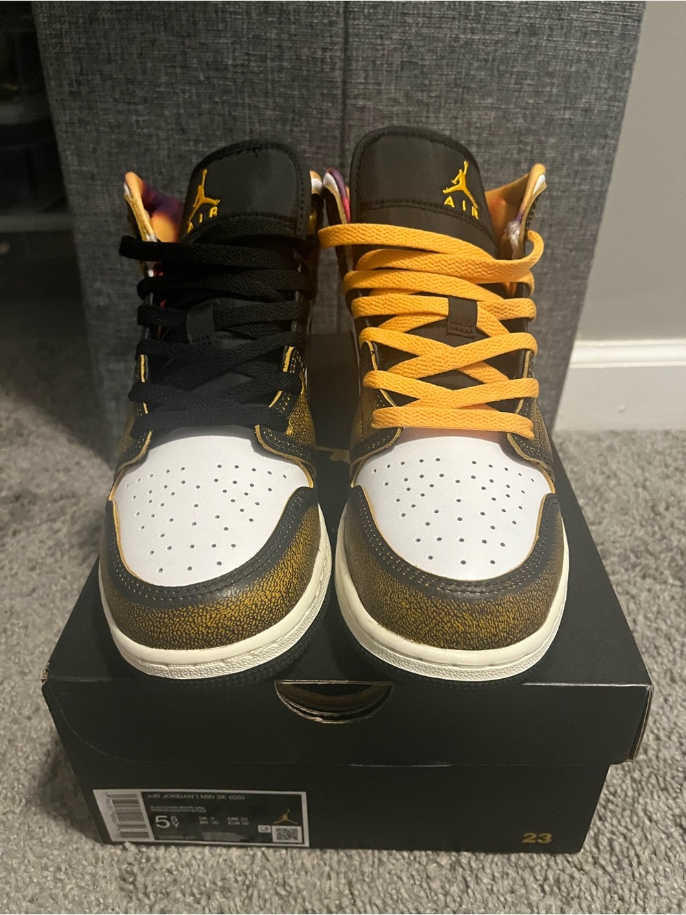 GS - Air Jordan 1 Low/High Two-Tone Black & Yellow. Comes with original box.